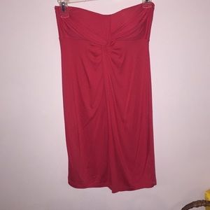 Pink strapless, silky dress